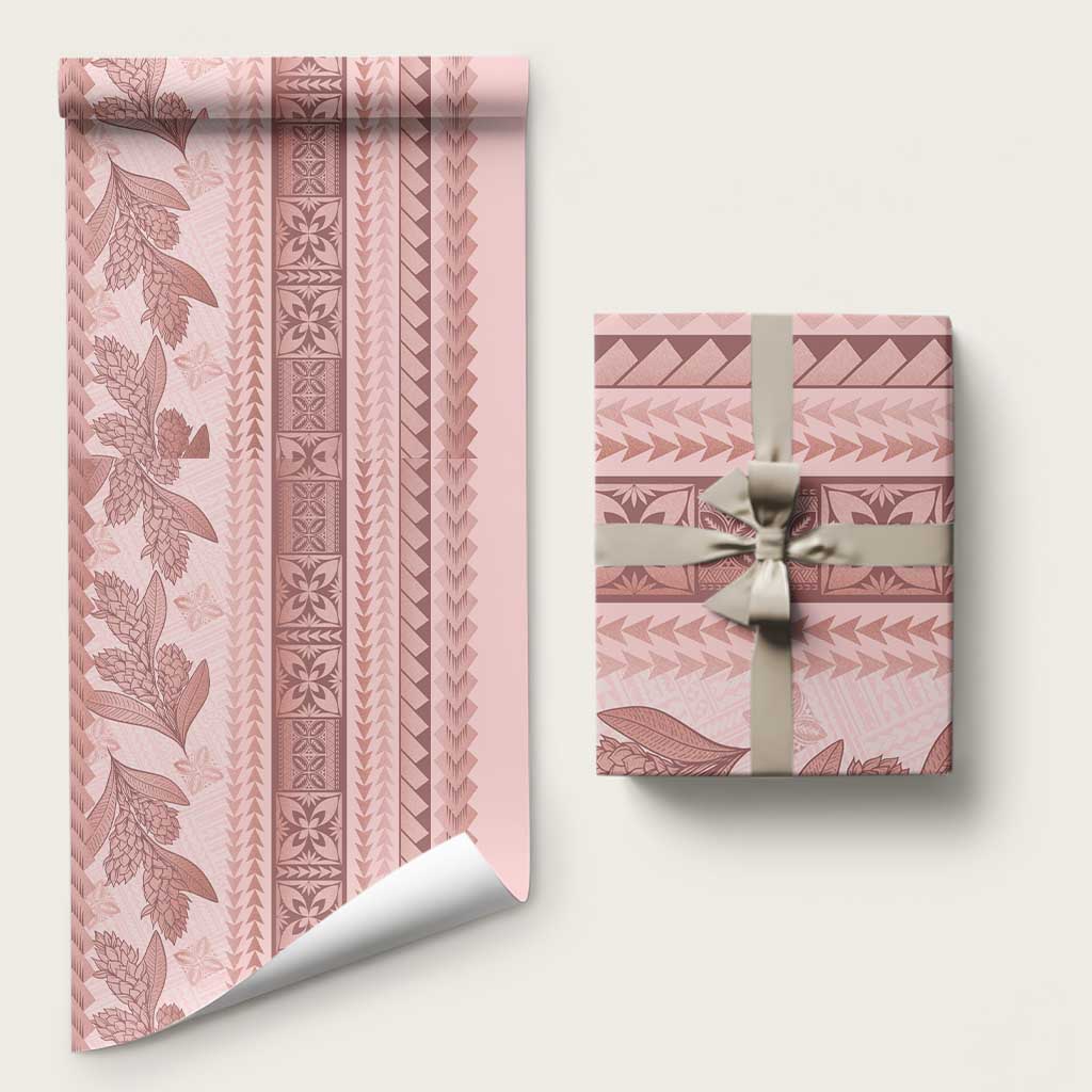 Pastel Pink Samoa Siapo Teuila Flowers Wrapping Paper LT14 58" × 23" Pastel Pink - Polynesian Pride