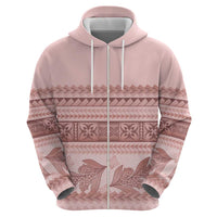 Pastel Pink Samoa Siapo Teuila Flowers Zip Hoodie LT14 - Polynesian Pride