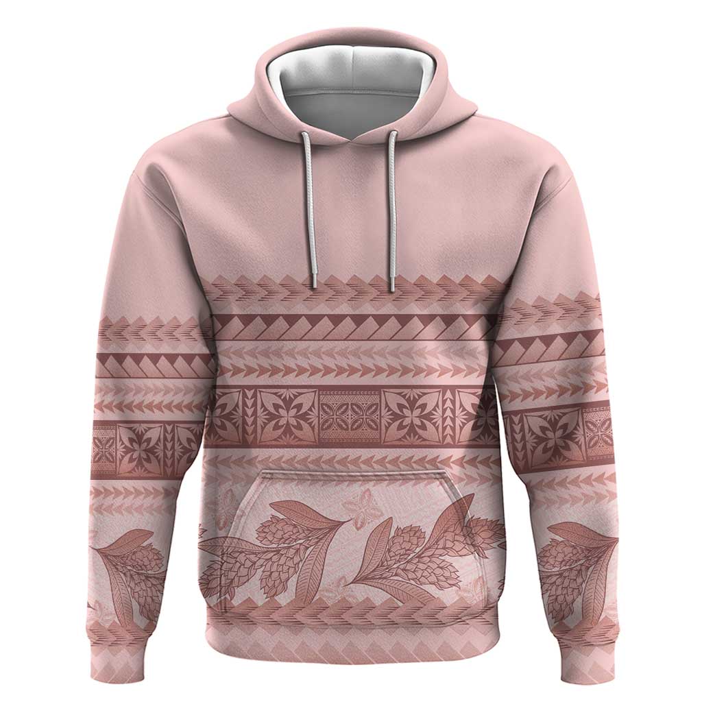 Pastel Pink Samoa Siapo Teuila Flowers Zip Hoodie LT14 Pullover Hoodie Pastel Pink - Polynesian Pride