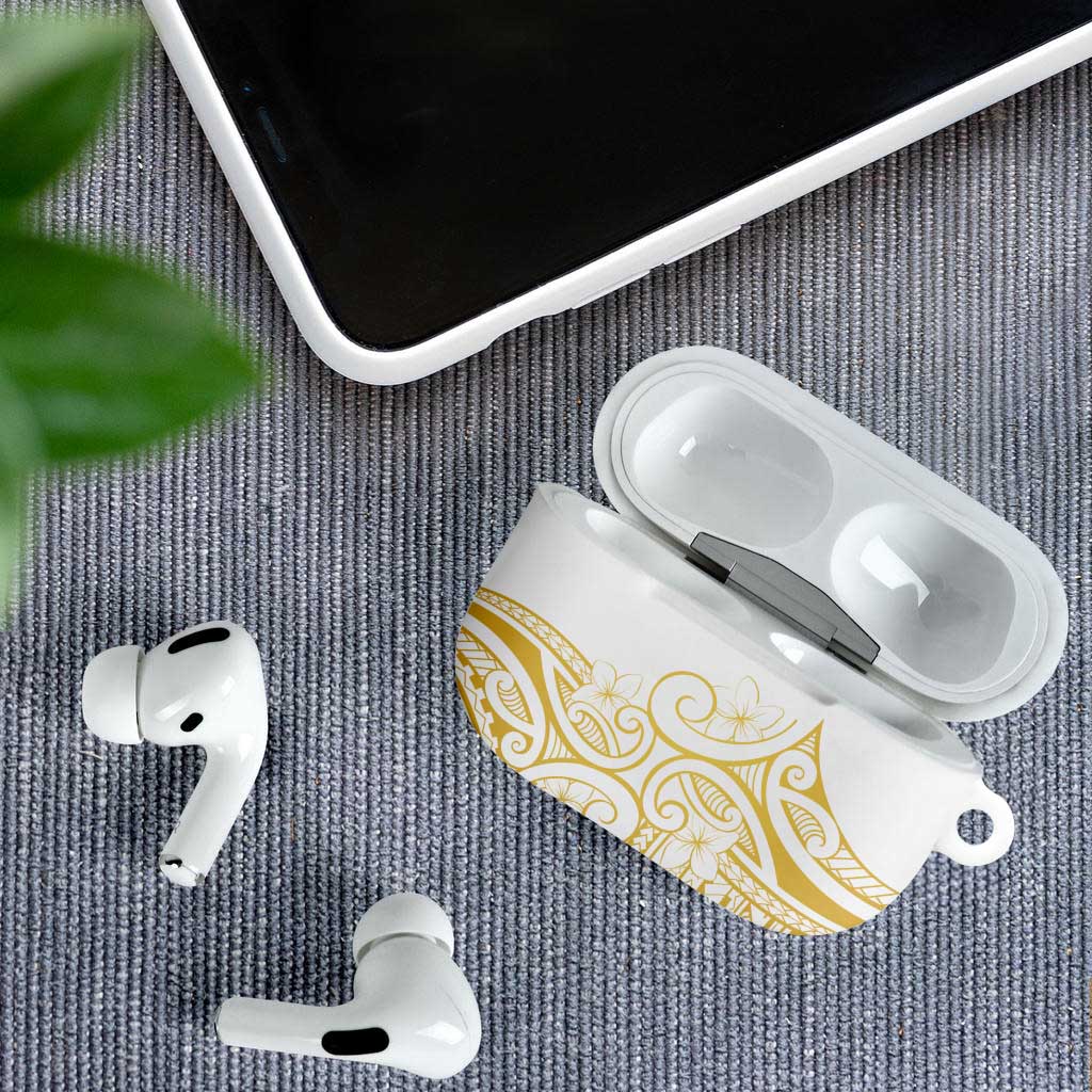 Polynesia White Sunday AirPods Case Plumeria Polynesian Tribal Gold Color LT14 - Polynesian Pride