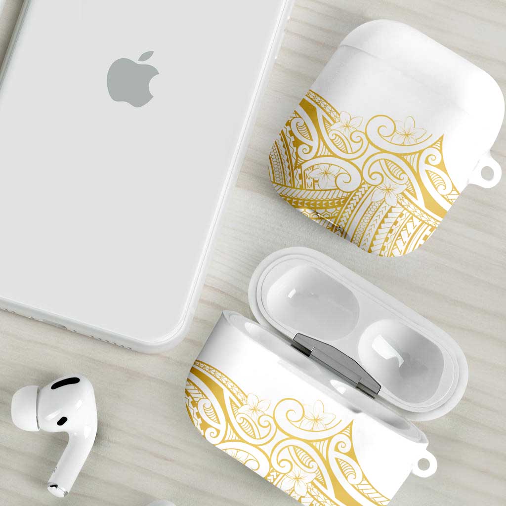 Polynesia White Sunday AirPods Case Plumeria Polynesian Tribal Gold Color LT14 - Polynesian Pride