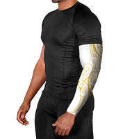 Polynesia White Sunday Arm Sleeves Plumeria Polynesian Tribal Gold Color LT14 - Polynesian Pride