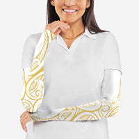 Polynesia White Sunday Arm Sleeves Plumeria Polynesian Tribal Gold Color LT14 - Polynesian Pride