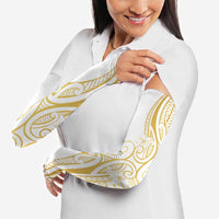 Polynesia White Sunday Arm Sleeves Plumeria Polynesian Tribal Gold Color LT14 - Polynesian Pride