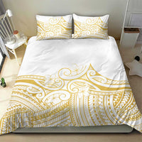 Polynesia White Sunday Bedding Set Plumeria Polynesian Tribal Gold Color LT14 - Polynesian Pride