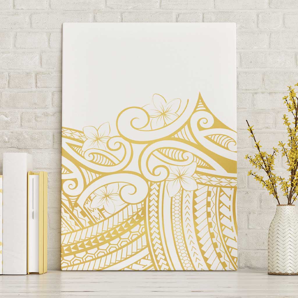Polynesia White Sunday Canvas Wall Art Plumeria Polynesian Tribal Gold Color LT14 Without Frame White - Polynesian Pride