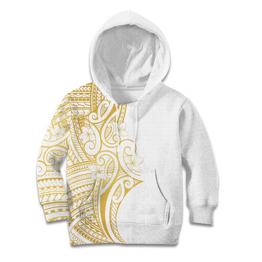 Polynesia White Sunday Kid Hoodie Plumeria Polynesian Tribal Gold Color LT14 Hoodie White - Polynesian Pride