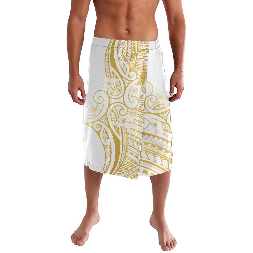Polynesia White Sunday Lavalava Plumeria Polynesian Tribal Gold Color LT14 White - Polynesian Pride