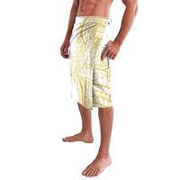 Polynesia White Sunday Lavalava Plumeria Polynesian Tribal Gold Color LT14 - Polynesian Pride
