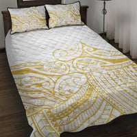 Polynesia White Sunday Quilt Bed Set Plumeria Polynesian Tribal Gold Color LT14 White - Polynesian Pride
