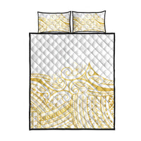 Polynesia White Sunday Quilt Bed Set Plumeria Polynesian Tribal Gold Color LT14 - Polynesian Pride