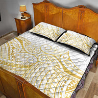 Polynesia White Sunday Quilt Bed Set Plumeria Polynesian Tribal Gold Color LT14 - Polynesian Pride