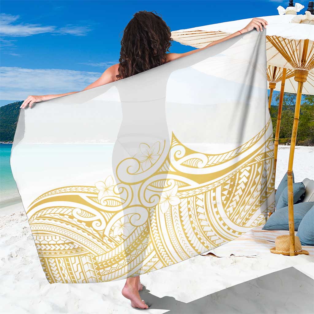 Polynesia White Sunday Sarong Plumeria Polynesian Tribal Gold Color LT14 One Size 44 x 66 inches White - Polynesian Pride