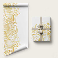 Polynesia White Sunday Wrapping Paper Plumeria Polynesian Tribal Gold Color LT14 58" × 23" White - Polynesian Pride