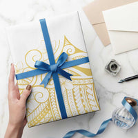 Polynesia White Sunday Wrapping Paper Plumeria Polynesian Tribal Gold Color LT14 - Polynesian Pride