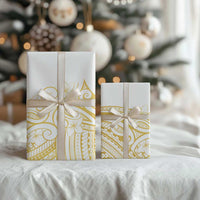 Polynesia White Sunday Wrapping Paper Plumeria Polynesian Tribal Gold Color LT14 - Polynesian Pride