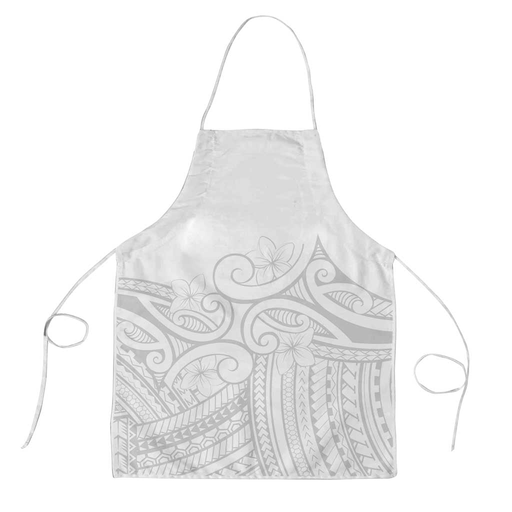 Polynesia White Sunday Apron Plumeria Polynesian Tribal Grey Color LT14 White - Polynesian Pride