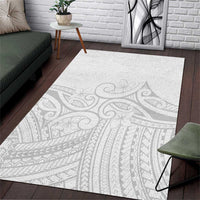 Polynesia White Sunday Area Rug Plumeria Polynesian Tribal Grey Color LT14 White - Polynesian Pride