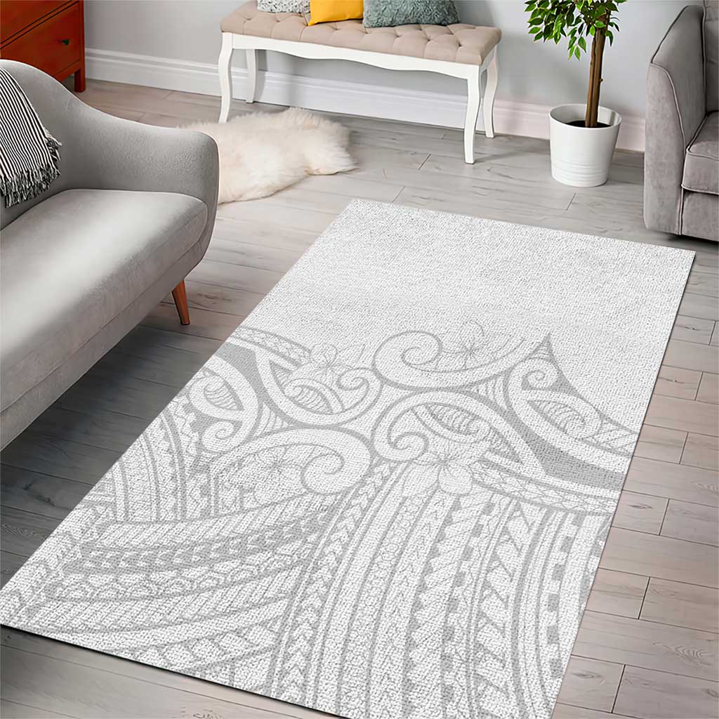 Polynesia White Sunday Area Rug Plumeria Polynesian Tribal Grey Color LT14 - Polynesian Pride