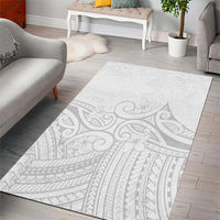 Polynesia White Sunday Area Rug Plumeria Polynesian Tribal Grey Color LT14 - Polynesian Pride