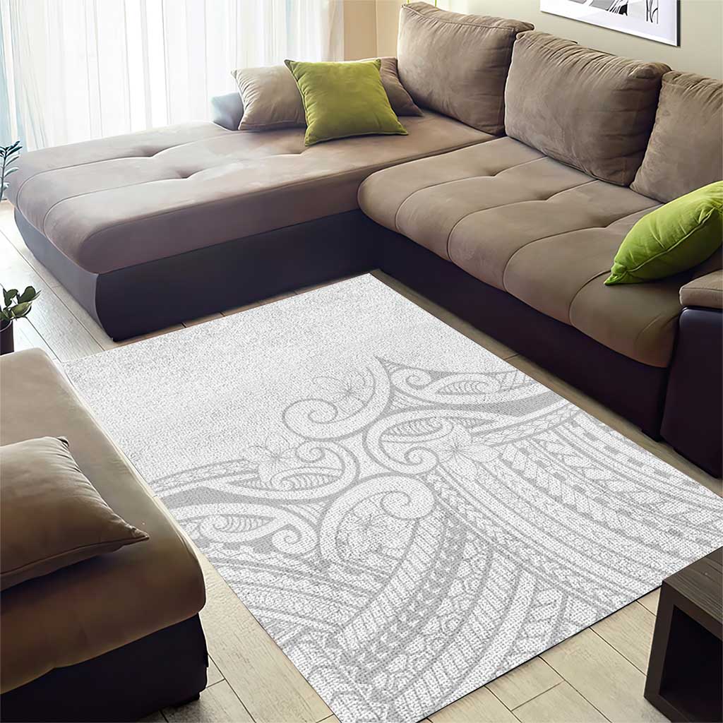 Polynesia White Sunday Area Rug Plumeria Polynesian Tribal Grey Color LT14 - Polynesian Pride