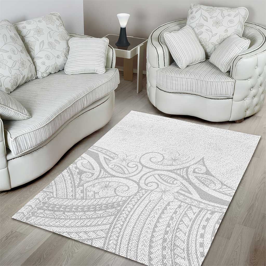 Polynesia White Sunday Area Rug Plumeria Polynesian Tribal Grey Color LT14 - Polynesian Pride