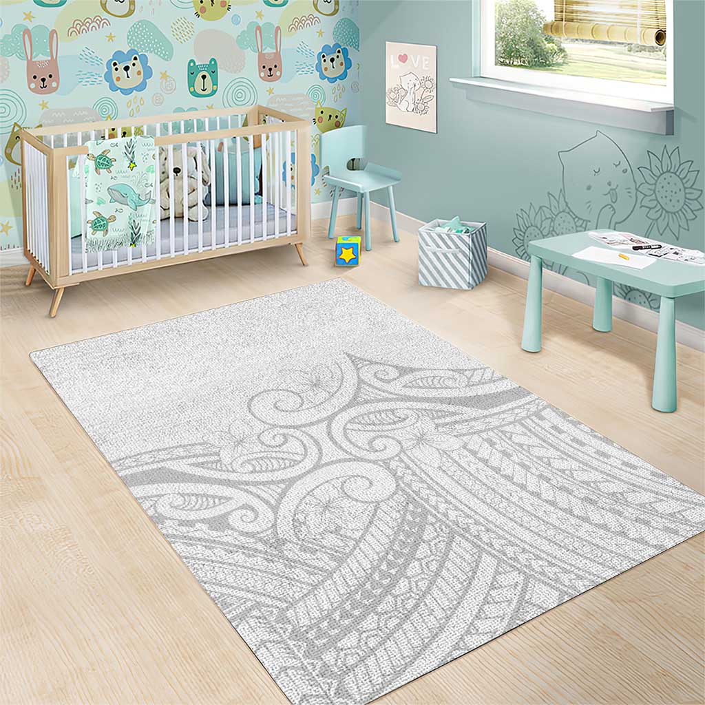 Polynesia White Sunday Area Rug Plumeria Polynesian Tribal Grey Color LT14 - Polynesian Pride