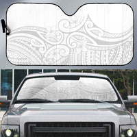 Polynesia White Sunday Auto Sun Shade Plumeria Polynesian Tribal Grey Color LT14 White - Polynesian Pride