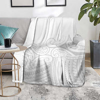 Polynesia White Sunday Blanket Plumeria Polynesian Tribal Grey Color LT14 - Polynesian Pride