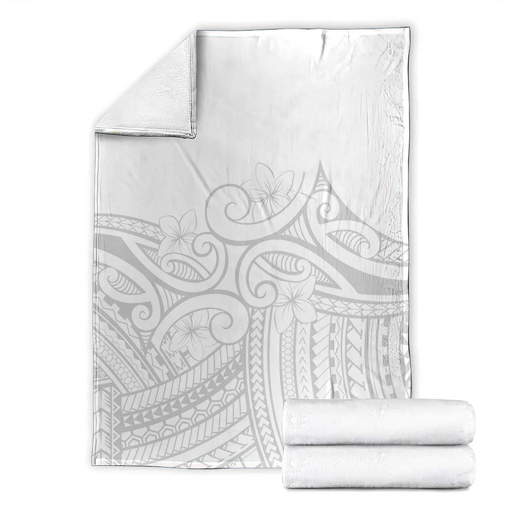 Polynesia White Sunday Blanket Plumeria Polynesian Tribal Grey Color LT14 - Polynesian Pride