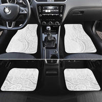 Polynesia White Sunday Car Mats Plumeria Polynesian Tribal Grey Color LT14 Set 4pcs White - Polynesian Pride