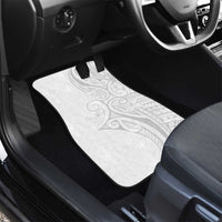 Polynesia White Sunday Car Mats Plumeria Polynesian Tribal Grey Color LT14 - Polynesian Pride