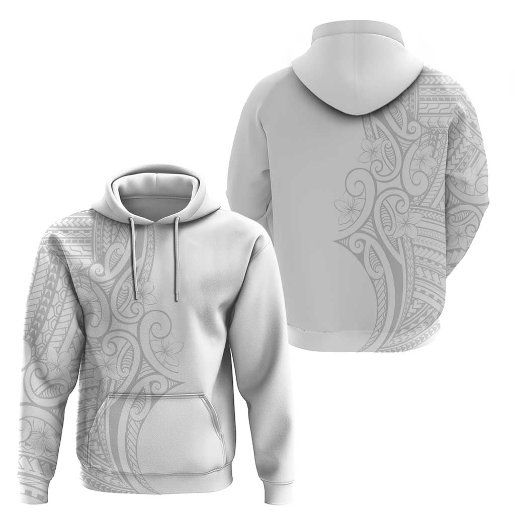 Polynesia White Sunday Hoodie Plumeria Polynesian Tribal Grey Color LT14 - Polynesian Pride