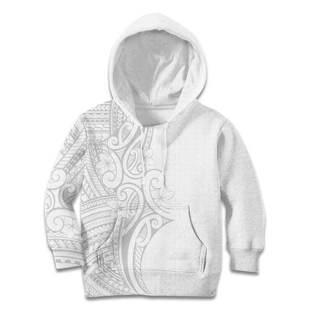Polynesia White Sunday Kid Hoodie Plumeria Polynesian Tribal Grey Color LT14 Hoodie White - Polynesian Pride