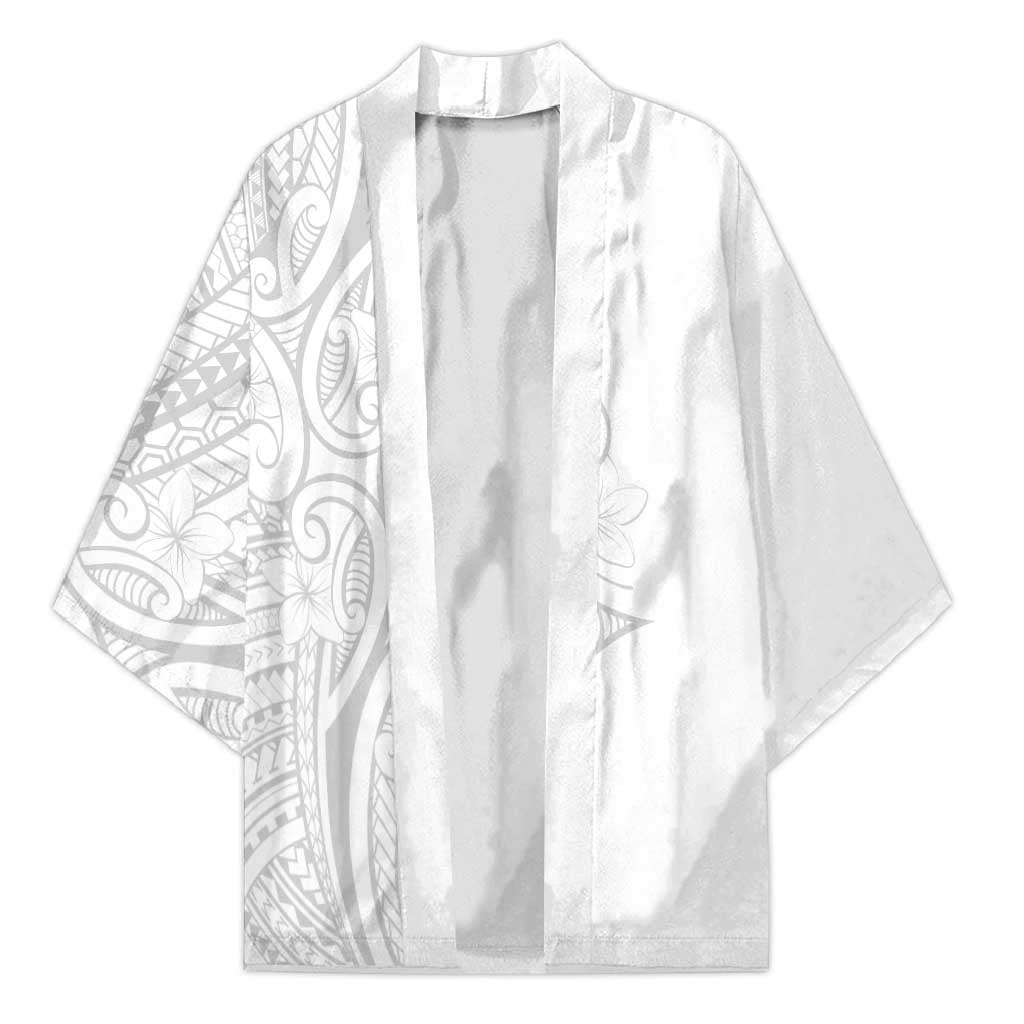 Polynesia White Sunday Kimono Plumeria Polynesian Tribal Grey Color LT14 Unisex White - Polynesian Pride