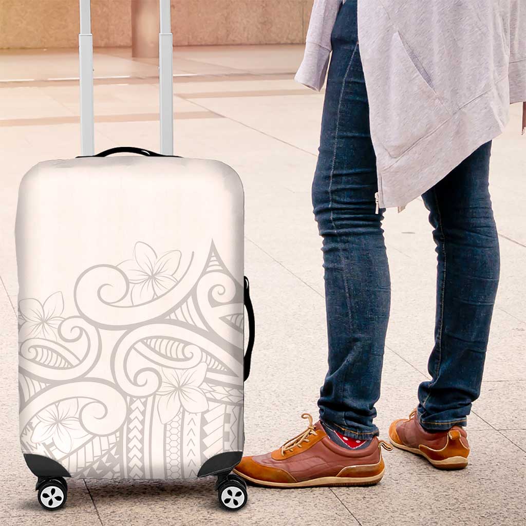 Polynesia White Sunday Luggage Cover Plumeria Polynesian Tribal Grey Color LT14 White - Polynesian Pride