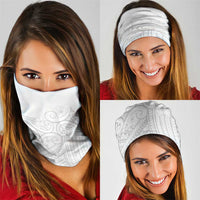 Polynesia White Sunday Neck Gaiter Plumeria Polynesian Tribal Grey Color LT14 - Polynesian Pride