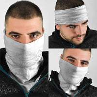 Polynesia White Sunday Neck Gaiter Plumeria Polynesian Tribal Grey Color LT14 - Polynesian Pride
