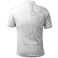 Polynesia White Sunday Polo Shirt Plumeria Polynesian Tribal Grey Color LT14 - Polynesian Pride