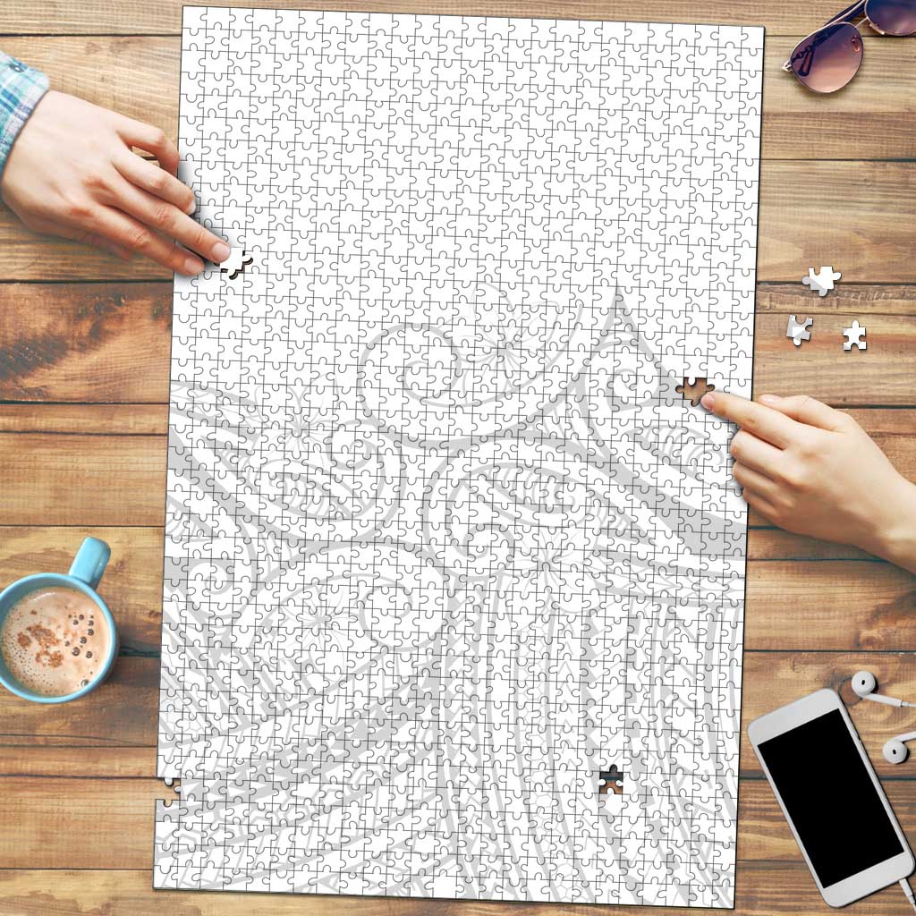 Polynesia White Sunday Puzzle Plumeria Polynesian Tribal Grey Color LT14 White - Polynesian Pride