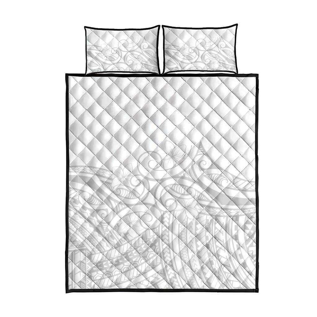 Polynesia White Sunday Quilt Bed Set Plumeria Polynesian Tribal Grey Color LT14 - Polynesian Pride