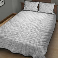 Polynesia White Sunday Quilt Bed Set Plumeria Polynesian Tribal Grey Color LT14 - Polynesian Pride