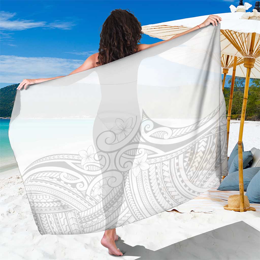 Polynesia White Sunday Sarong Plumeria Polynesian Tribal Grey Color LT14 One Size 44 x 66 inches White - Polynesian Pride