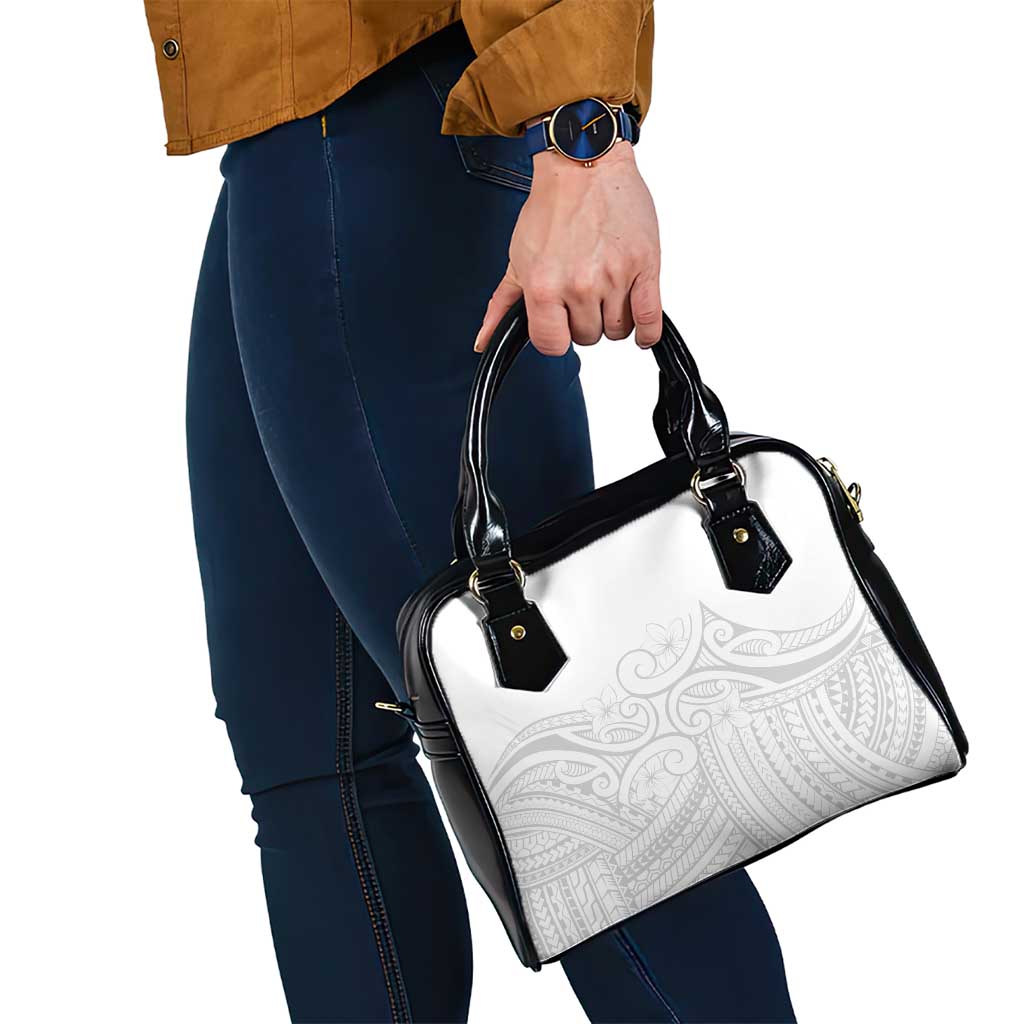 Polynesia White Sunday Shoulder Handbag Plumeria Polynesian Tribal Grey Color LT14 - Polynesian Pride