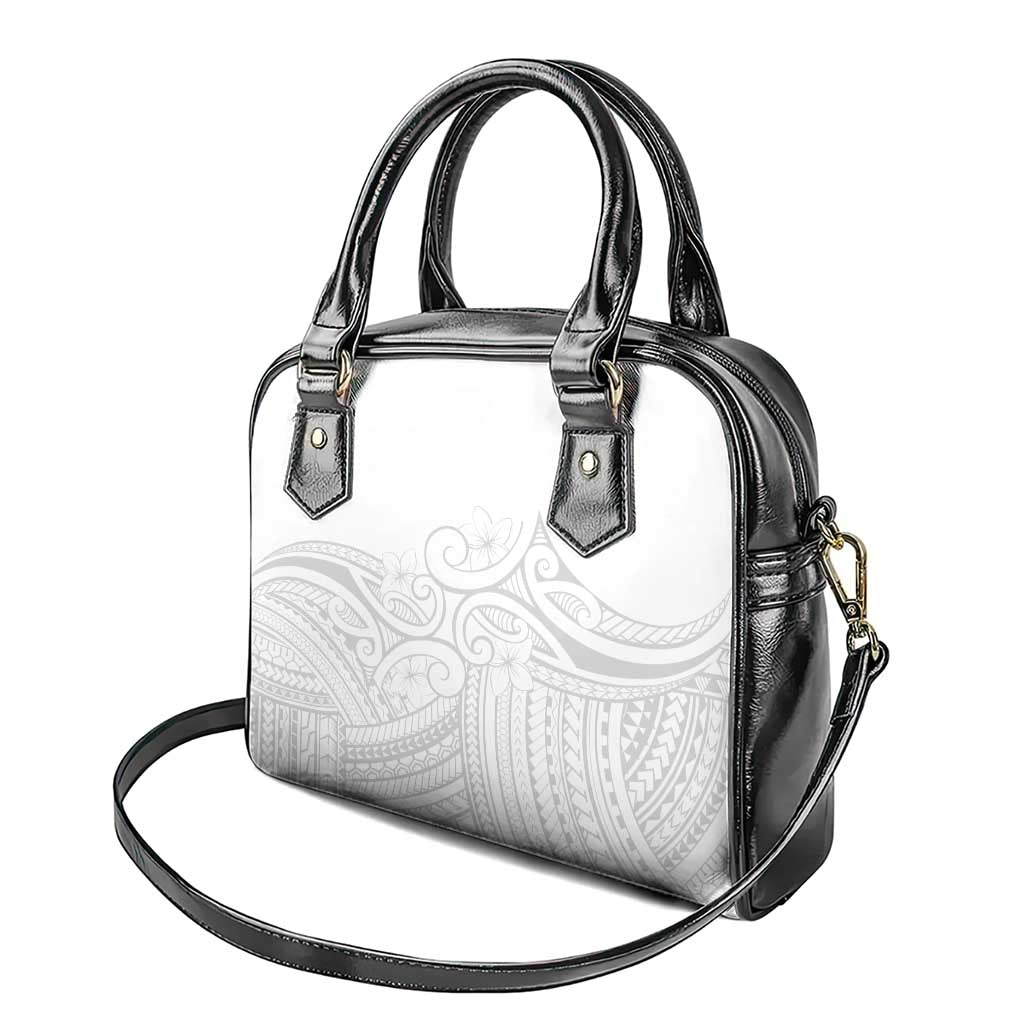 Polynesia White Sunday Shoulder Handbag Plumeria Polynesian Tribal Grey Color LT14 - Polynesian Pride