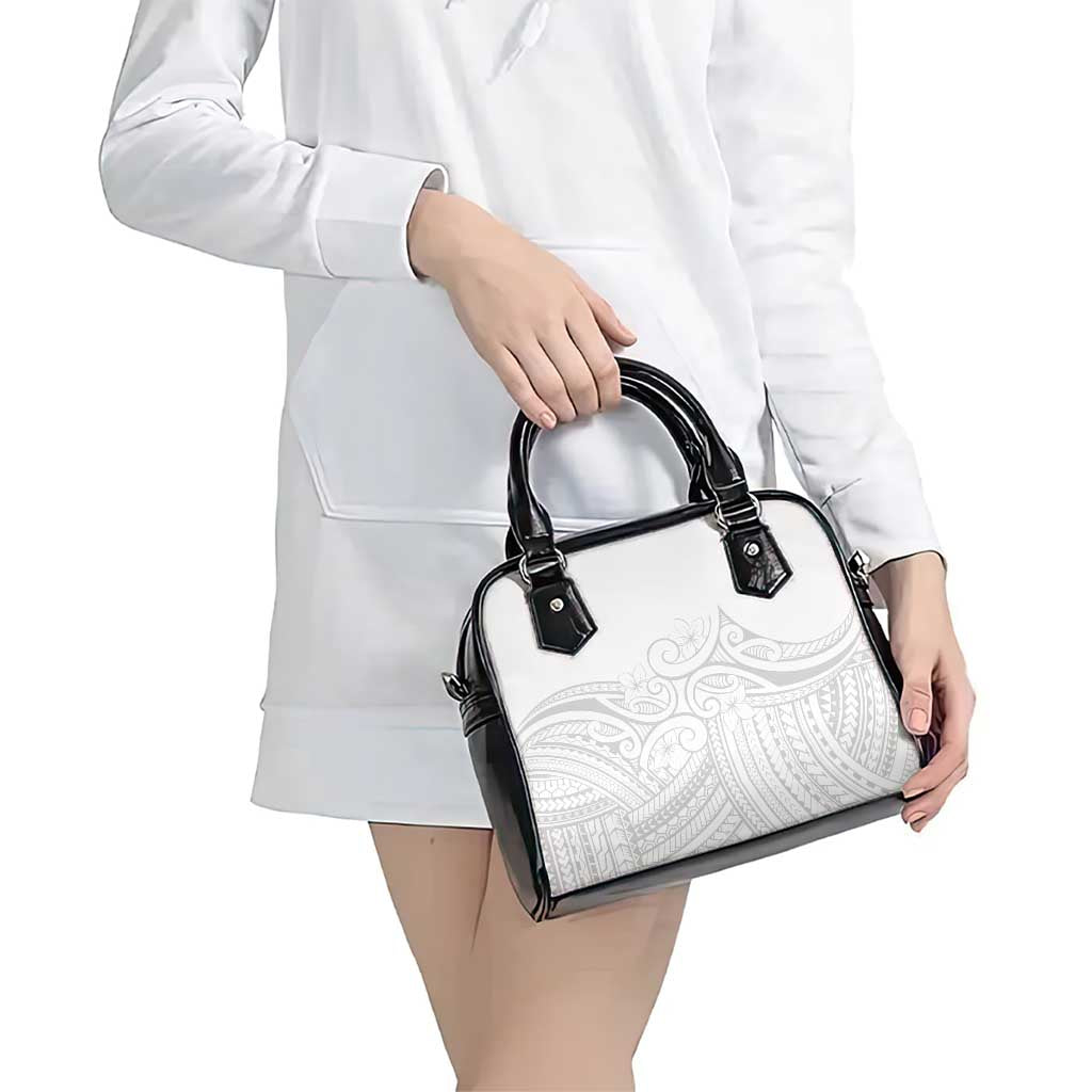 Polynesia White Sunday Shoulder Handbag Plumeria Polynesian Tribal Grey Color LT14 - Polynesian Pride