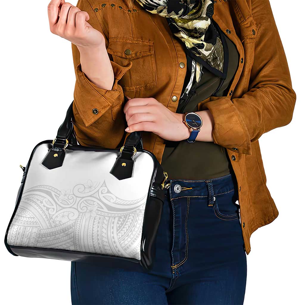 Polynesia White Sunday Shoulder Handbag Plumeria Polynesian Tribal Grey Color LT14 - Polynesian Pride