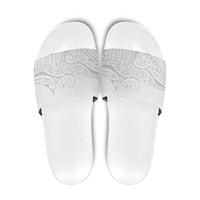 Polynesia White Sunday Slide Sandals Plumeria Polynesian Tribal Grey Color LT14 White - Polynesian Pride