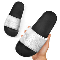 Polynesia White Sunday Slide Sandals Plumeria Polynesian Tribal Grey Color LT14 - Polynesian Pride