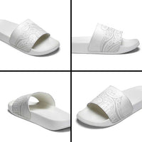 Polynesia White Sunday Slide Sandals Plumeria Polynesian Tribal Grey Color LT14 - Polynesian Pride